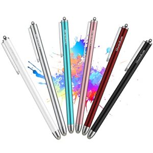 stylus pens for touch screens (6 pack), high sensitivity fiber tip stylus pen with clip for apple ipad, iphone, android, tablets, samsung, galaxy