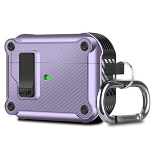 for airpods pro 2 case, airpods pro 2nd generation case 2022 with secure lock clip hard airpods pro 2nd cover keychain for men women, full body shockproof protective case for airpods pro 2nd-purple