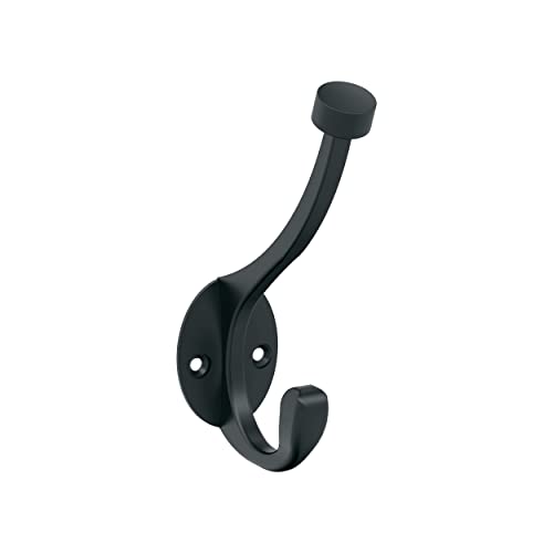 Amerock H55465MB | Adare Double Prong Decorative Wall Hook | Matte Black Hook for Coats, Hats, Backpacks, Bags | Hooks for Bathroom, Bedroom, Closet, Entryway, Laundry Room, Office