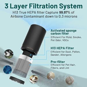 Jafanda Air Purifiers for Home Bedroom,Two Air Purifier and One Replacement Filter,H13 True HEPA Coverage 450 sqft,23 dB Air cleaner with Brushless Motor