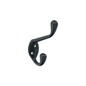 amerock h55451mb | noble double prong decorative wall hook | matte black hook for coats, hats, backpacks, bags | hooks for bathroom, bedroom, closet, entryway, laundry room, office