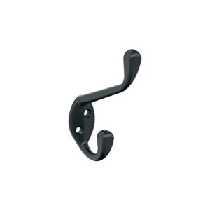 Amerock H55451MB | Noble Double Prong Decorative Wall Hook | Matte Black Hook for Coats, Hats, Backpacks, Bags | Hooks for Bathroom, Bedroom, Closet, Entryway, Laundry Room, Office