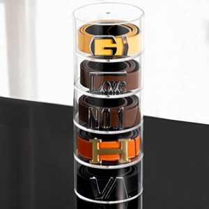 mesailup belt rack organizer 5 layers acrylic display case with magnet storage holder for accessories like watches, jewelry, makeup, bracelets, rings, craft toy & tie