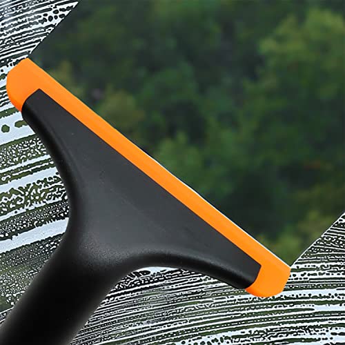 Silicone Squeegee for Shower Glass Door, Window Cleaning, Auto Water Blade, Water Wiper, Shower Squeegee, 5.9'' Blade and 7.5'' Long Handle, for Car Windshield, Window, Mirror, Glass Door. (Black)