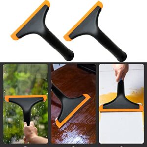 Silicone Squeegee for Shower Glass Door, Window Cleaning, Auto Water Blade, Water Wiper, Shower Squeegee, 5.9'' Blade and 7.5'' Long Handle, for Car Windshield, Window, Mirror, Glass Door. (Black)