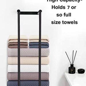 LIVEHITOP Bathroom Wall Towel Rack for Rolled Towels, Stainless Steel Bath Towel Holder, Mounted Folded Metal Towel Storage for Washcloths, Black