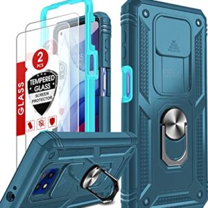 LeYi for Moto G Power 2021 Case: Moto G Power 2021 Case with Slide Camera Cover + [2 Packs] Screen Protector, Full Body Military-Grade Case with Kickstand for Moto G Power 2021, Sea Blue