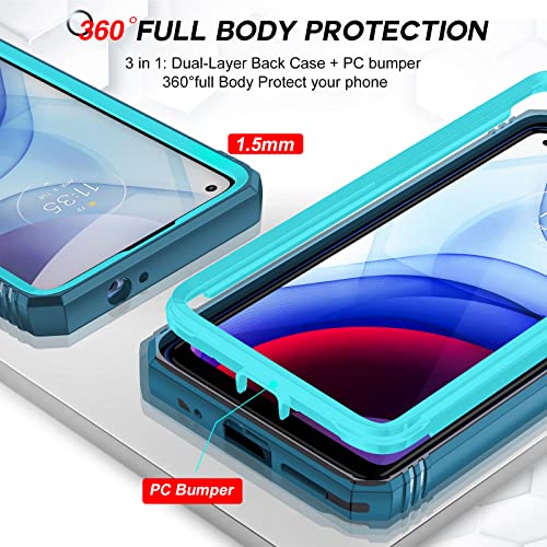 LeYi for Moto G Power 2021 Case: Moto G Power 2021 Case with Slide Camera Cover + [2 Packs] Screen Protector, Full Body Military-Grade Case with Kickstand for Moto G Power 2021, Sea Blue