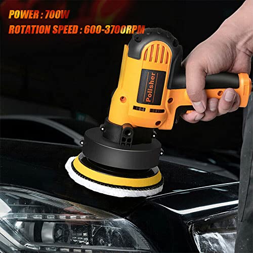 Car Buffer Polisher Kit,5'' Portable Polishing Machine Kit for Car Detailing,700W Car Polisher Buffer Sander Polishing Machine Kit with Detachable Polishing Pad for Buffing Car,Wood,Metal,Furniture