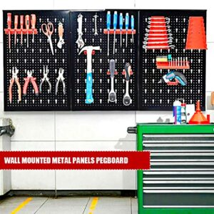 HPDMC Pegboard Wall Organizer 48'' Wide Garage Tool Pegboard Standard Tool Storage Kit - (3) Black Pegboard and Red Accessories