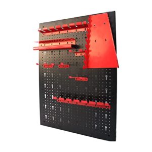 HPDMC Pegboard Wall Organizer 48'' Wide Garage Tool Pegboard Standard Tool Storage Kit - (3) Black Pegboard and Red Accessories