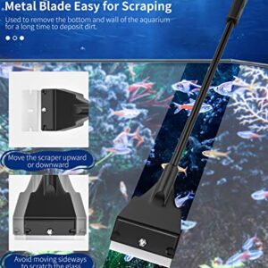 Faveetie Aquarium Algae Scraper for Glass Aquariums with 5 Replaceable Blades, Fish Tank Algae Scraper with Segmented Extension Rod, Aquarium Scraper Aquarium Cleaning Tools for Fish Reef Plant