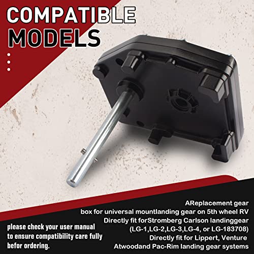 JINGTAO88 276602 RV Fifth Wheel Power Landing Gear Box Compatible with Lippert venture LCI electric landing gearbox assemblies;Aluminum;Replace#LG-179015,174995,142178,304726