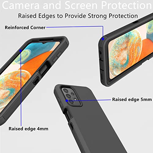 TIOZOLY for Samsung Galaxy A23 5G Case, Heavy Duty Protective Case Dustproof Shockproof Protection 3 in 1 Rugged Cover for Samsung Galaxy A23 5G/4G (Not for UW Version) - Black