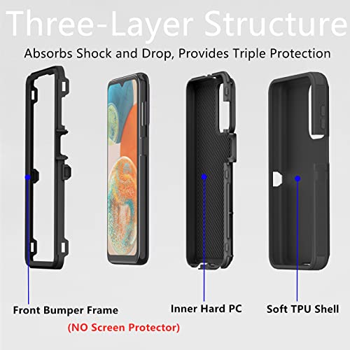 TIOZOLY for Samsung Galaxy A23 5G Case, Heavy Duty Protective Case Dustproof Shockproof Protection 3 in 1 Rugged Cover for Samsung Galaxy A23 5G/4G (Not for UW Version) - Black