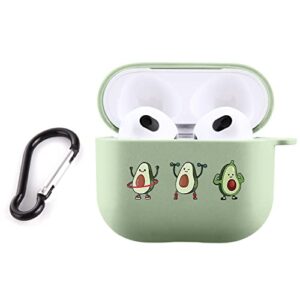 joyland cartoon avocado case for airpods 3 2021 with keychain,funny avocado case for women men girls boys,green smooth tpu silicone protective cover compatible with apple airpod 3rd generation 2021