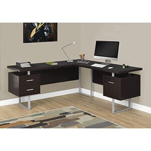 Monarch Specialties Computer 70" L Desk Left or Right Facing - Capuccino & 2-Drawer Computer Stand on Castors-Cappuccino I 7004 Filing Cabinet