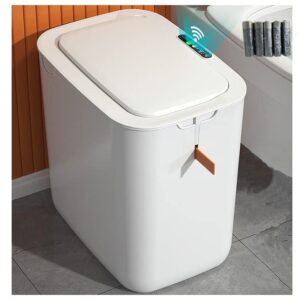 touchless bathroom trash can with lids, 4.5 gallon automatic small garbage can motion sensor trash bin, motion waste basket for toilet, living room,bedroom,office,gifts for women (white)