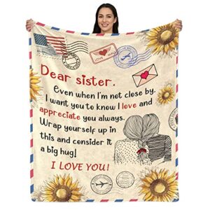 ajiiusv to sister gifts sunflower sister throw blanket christmas blanket gifts for sister birthday thanksgiving valentines gifts 50"x60"