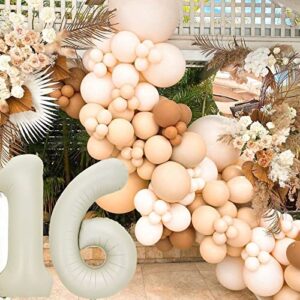 XKFCFC 40Inch Beige Cream 16 Balloon Numbers - Nude color Champagne Kalisan Big Giant Jumbo Large Number Foil Mylar 16th for Birthday Party Supplies 16 Anniversary Events Decorations (Cream-16 Number)