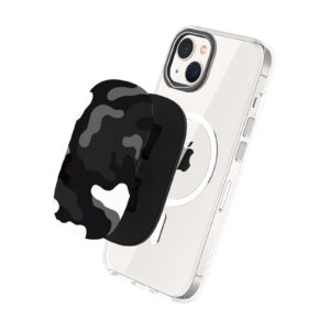 rhinoshield gripmax compatible with magsafe - grip, stand, and selfie holder for phones and cases, repositionable and durable, best paired with rhinoshield phone cases for magsafe - telo mimetico b&w