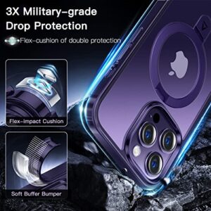 Alphex for iPhone 14 Pro Max Case with Magnetic Invisible Stand, Compatible with MagSafe, Official Color Match for iPhone, Military Grade Shockproof Phone Cover for Women Men, DeepPurple