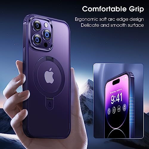 Alphex for iPhone 14 Pro Max Case with Magnetic Invisible Stand, Compatible with MagSafe, Official Color Match for iPhone, Military Grade Shockproof Phone Cover for Women Men, DeepPurple