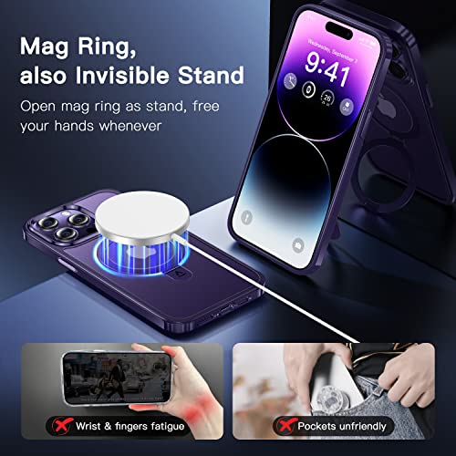 Alphex for iPhone 14 Pro Max Case with Magnetic Invisible Stand, Compatible with MagSafe, Official Color Match for iPhone, Military Grade Shockproof Phone Cover for Women Men, DeepPurple