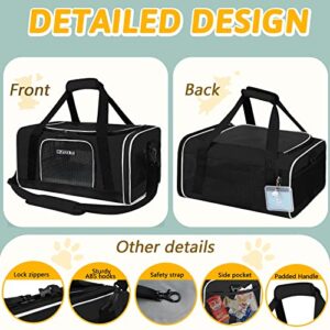 Petskd Pet Carrier 17x11x9.5 Alaska Airline Approved,Pet Travel Carrier Bag for Small Cats and Dogs, Soft Dog Carrier for 1-10 LBS Pets,Dog Cat Carrier with Safety Lock Zipper(Black)