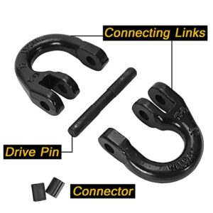 BACLAUGH 2pc 1/2 inch Coupling Link Tow Hitch Safety Chain Hammer Lock Grade 80 Black for Truck