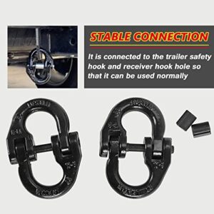 BACLAUGH 2pc 1/2 inch Coupling Link Tow Hitch Safety Chain Hammer Lock Grade 80 Black for Truck