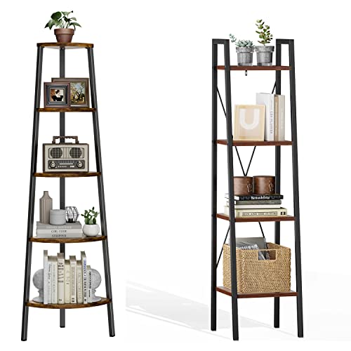 Pipishell 5 Tier Corner Shelf and 4 Tier Ladder Shelf