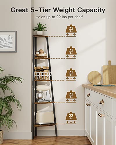 Pipishell 5 Tier Corner Shelf and 4 Tier Ladder Shelf