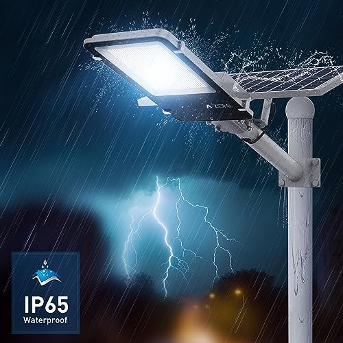 A-ZONE 1200W Solar Street Lights Outdoor, 100000LM High Brightness Dusk to Dawn LED Lamp, with Remote Control, IP66 Waterproof for Parking Lot, Yard, Garden, Patio, Stadium, Plaza-2pcs