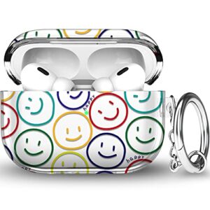 r-fun airpods pro 2nd generation/1st generation case cover,cute flroal clear tpu protective case for women girls with keychain compatible with apple airpods pro(2019/2022),smile