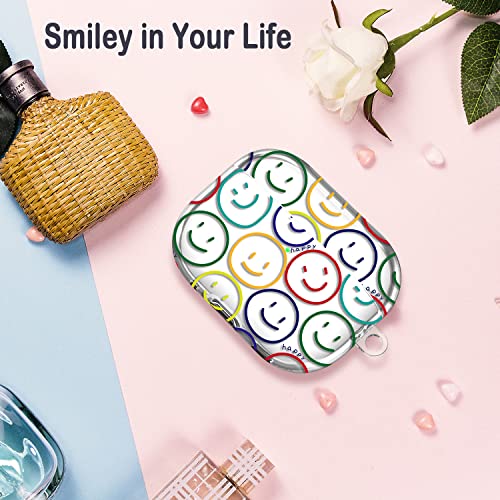 R-fun Airpods Pro 2nd Generation/1st Generation Case Cover,Cute Flroal Clear TPU Protective Case for Women Girls with Keychain Compatible with Apple AirPods Pro(2019/2022),Smile