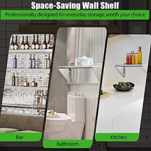 BouPower Stainless Steel Wall Shelf, 12'' x 24'', [NSF Certified] 230 lbs Load Heavy Duty Commercial Wall Mount Shelving, Metal Kitchen Rack for Restaurant, Home, Kitchen, Hotel, Laundry Room, Bar