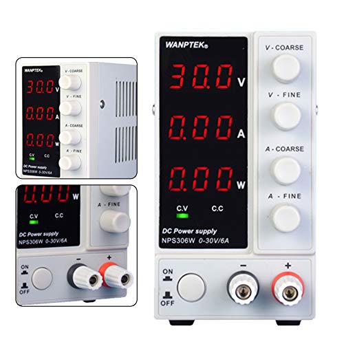 DC Power Supply Variable 0-30V 0-6A 180W Adjustable Switching Regulated Power Supply Digital Power Supply with High Precision 4-Digits Display