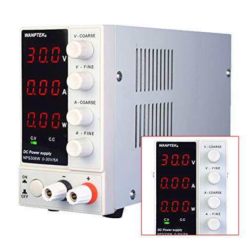 DC Power Supply Variable 0-30V 0-6A 180W Adjustable Switching Regulated Power Supply Digital Power Supply with High Precision 4-Digits Display