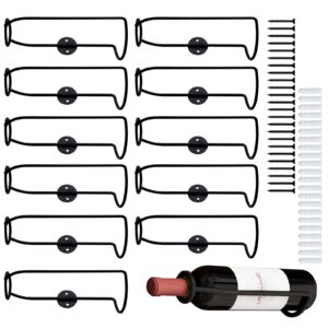 Saint Kang 12 Pack Wall Mounted Wine Racks, Metal Wine Bottle Display Holder Industrial Style with Screws, Hanging Wine Bottle Organizer Iron for Decor (Black)