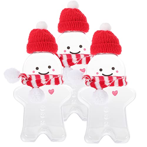 NUOBESTY Christmas Bottles Gingerbread Man Juices Bottle with Hat and Scarf Decor, Plastic Water Bottle Empty Milk Bottles Drink Containers for Juice, Drinking Christmas Party Favors