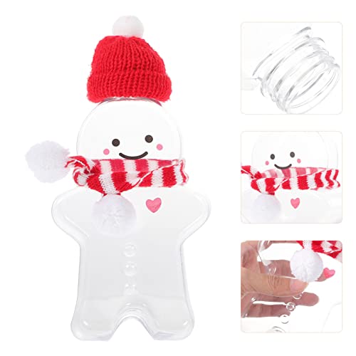 NUOBESTY Christmas Bottles Gingerbread Man Juices Bottle with Hat and Scarf Decor, Plastic Water Bottle Empty Milk Bottles Drink Containers for Juice, Drinking Christmas Party Favors