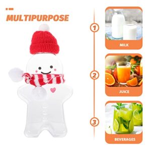 NUOBESTY Christmas Bottles Gingerbread Man Juices Bottle with Hat and Scarf Decor, Plastic Water Bottle Empty Milk Bottles Drink Containers for Juice, Drinking Christmas Party Favors