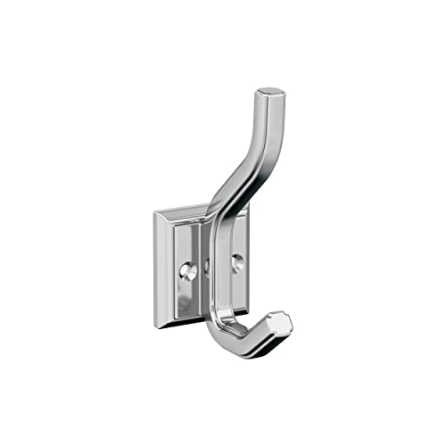 Amerock H3700526 | Aliso Double Prong Decorative Wall Hook | Polished Chrome Hook for Coats, Hats, Backpacks, Bags | Hooks for Bathroom, Bedroom, Closet, Entryway, Laundry Room, Office