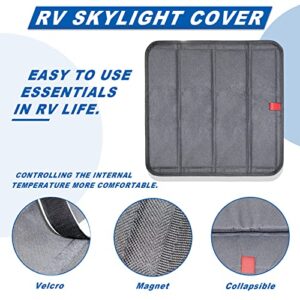 RVLAND RV Skylight Cover 16"x16" Foldable Magnet RV Blackout Ventilation Cover Camper Trailer Fan Vent Cover Waterproof Thickened Oxford Fabric (Grey)