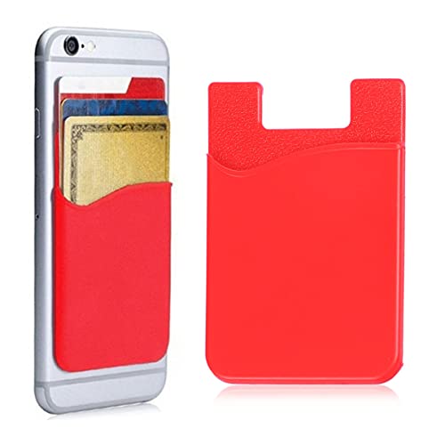 Mikikit Red Purses 9pcs Silicone Sleeve, Sticker Holder Red with Holder, Wallet, Pocket Wallet Compatible Phone, Tablets Adhesive Smartphones Fashion for Cell Id Holders Credit on Case,