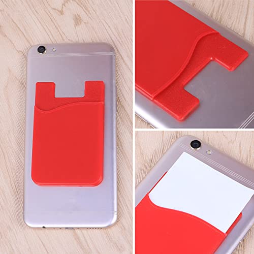 Mikikit Red Purses 9pcs Silicone Sleeve, Sticker Holder Red with Holder, Wallet, Pocket Wallet Compatible Phone, Tablets Adhesive Smartphones Fashion for Cell Id Holders Credit on Case,