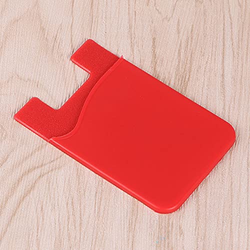 Mikikit Red Purses 9pcs Silicone Sleeve, Sticker Holder Red with Holder, Wallet, Pocket Wallet Compatible Phone, Tablets Adhesive Smartphones Fashion for Cell Id Holders Credit on Case,