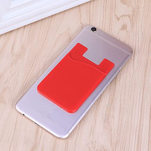 Mikikit Red Purses 9pcs Silicone Sleeve, Sticker Holder Red with Holder, Wallet, Pocket Wallet Compatible Phone, Tablets Adhesive Smartphones Fashion for Cell Id Holders Credit on Case,