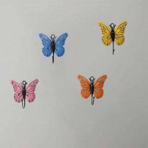 JfwuHap Butterfly Wall Hooks Wall Mounted ，4Pcs Wall Hooks Decoration Creative Butterfly Iron Hook for Hanging Coat/Hat/Key/Towel/Handbag Hooks/Hangers Room Wall Home Decor